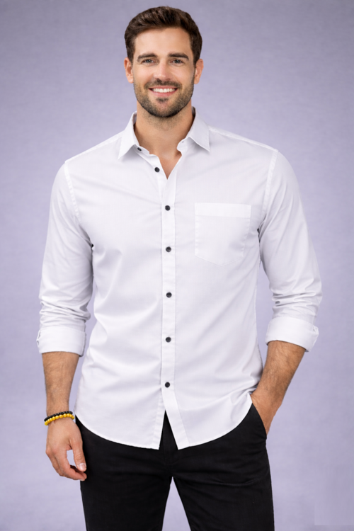 Solid Color Men Shirt for Smart Casual Wear